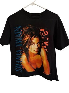 Shania Twain Graphic T-Shirt Black Womens Medium Y2K Style Pop Country Band Tee